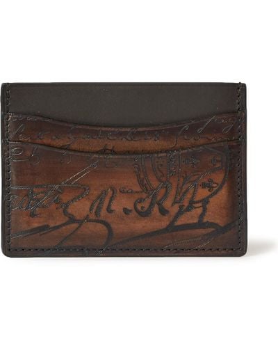 Berluti Scritto Leather Cardholder - Brown