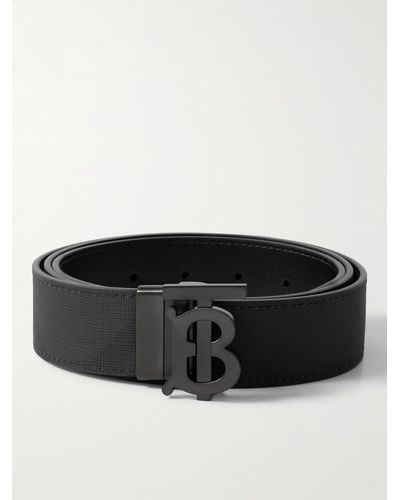 Burberry 3.5cm Reversible Checked E-canvas And Leather Belt - Black