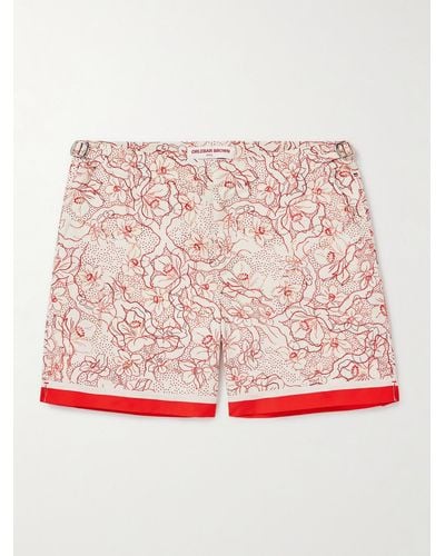 Orlebar Brown Bulldog Slim-fit Mid-length Floral-print Recycled Swim Shorts - Red