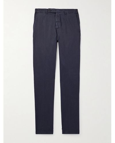 Thom Sweeney Straight-leg Stretch-lyocell And Cotton-blend Twill Chinos - Blue