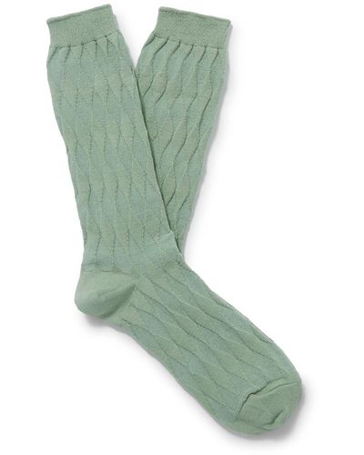 MR P. Jacquard-knit Cotton-blend Socks - Green