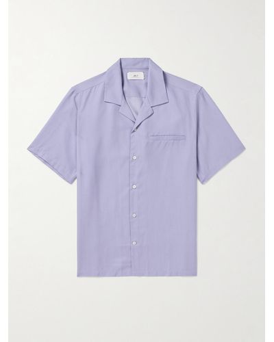 MR P. Camp-collar Lyocell-twill Shirt - Purple