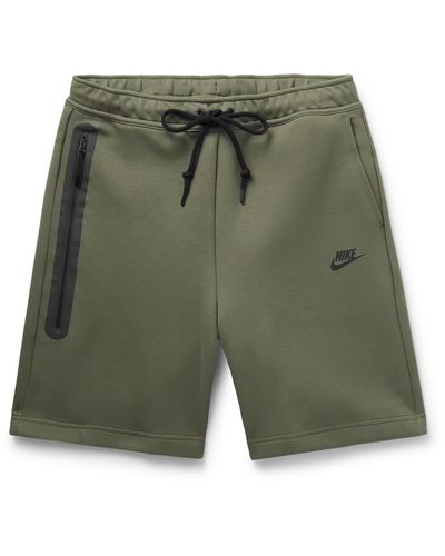 Nike Straight-leg Cotton-blend Tech-fleece Drawstring Shorts - Green