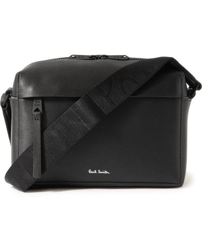 Paul Smith Embossed Textured-leather Messenger Bag - Black