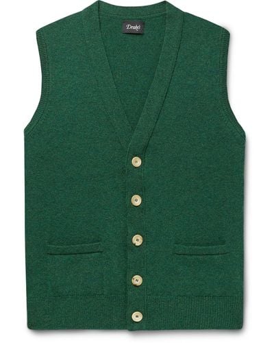 Drake's Wool Jumper Vest - Green