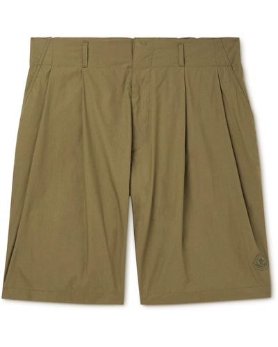Moncler Genius 2 Moncler 1952 Straight-leg Pleated Cotton-poplin Shorts - Green
