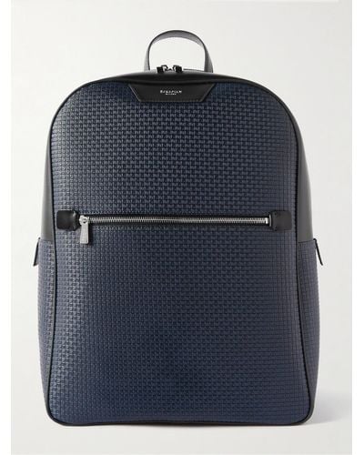 Serapian Mesh-trimmed Leather And Stepan Backpack - Blue
