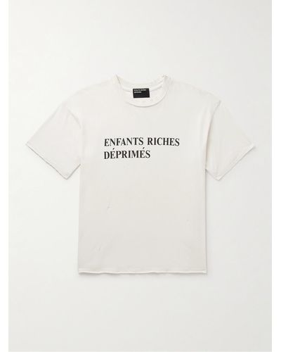 Enfants Riches Deprimes Distressed Logo-printed Cotton-jersey T-shirt - Natural