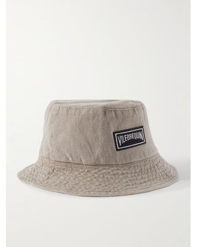 Vilebrequin Logo-appliquéd Linen Bucket Hat - Natural