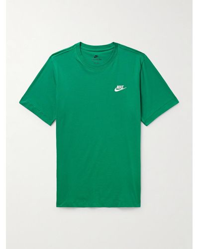 Nike Sportswear Club Logo-embroidered Cotton-jersey T-shirt - Green