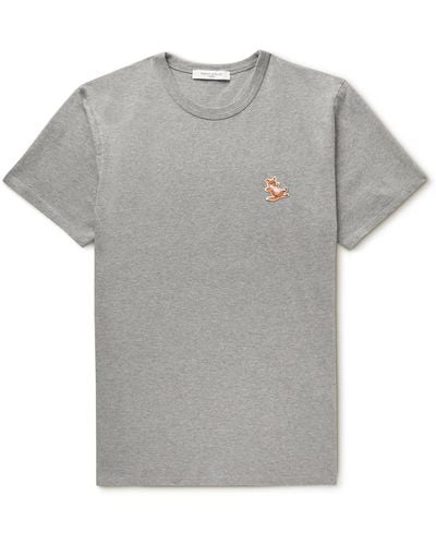 Maison Kitsuné Logo-appliquéd Cotton-jersey T-shirt - Gray