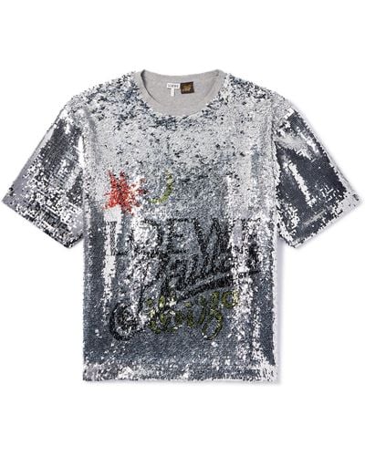 Loewe Paula's Ibiza Paillette-embellished Cotton-blend T-shirt - Gray