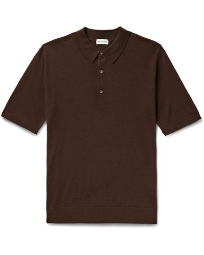 Dries Van Noten Slim-fit Merino Wool Polo Shirt - Brown