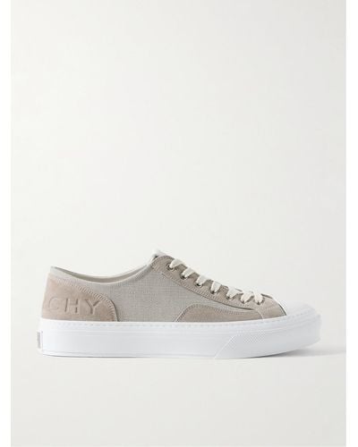 Givenchy City Logo-debossed Leather And Suede-trimmed Canvas Trainers - White