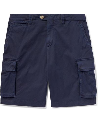 Brunello Cucinelli Straight-leg Cotton-blend Twill Cargo Shorts - Blue