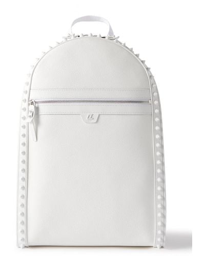 Christian Louboutin Backparis Spiked Rubber-trimmed Full-grain Leather Backpack - White