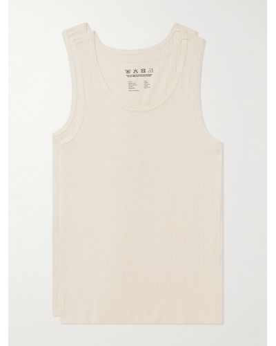 mfpen Two-pack Ribbed Organic Cotton Tank Tops - Natural