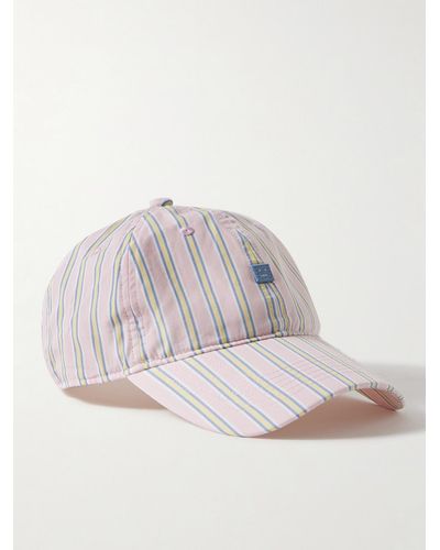 Acne Studios Cunov Logo-appliquéd Striped Organic Cotton Baseball Cap - Pink