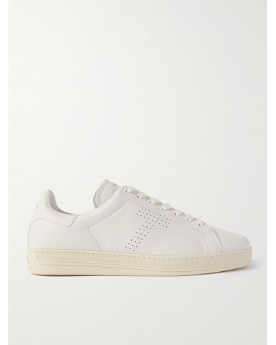 Tom Ford Warwick Perforated Full-grain Leather Sneakers - White
