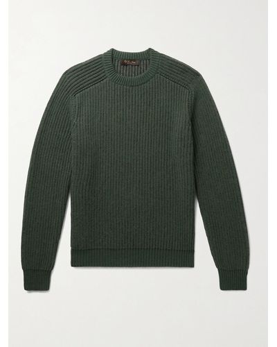 Loro Piana Ribbed Mélange Cashmere Sweater - Green