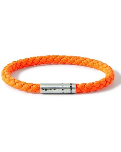 Le Gramme Orlebar Brown 7g Braided Cord And Sterling Silver Bracelet - Orange