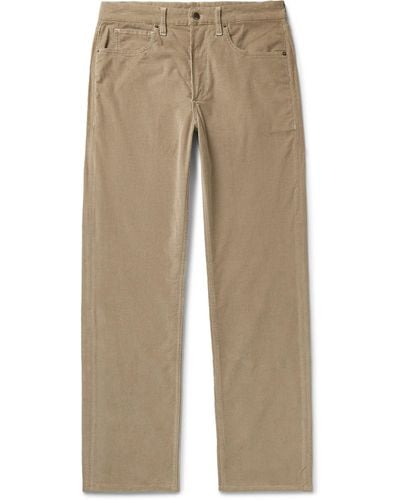 Saman Amel Slim-fit Straight-leg Cotton-blend Corduroy Pants - Natural