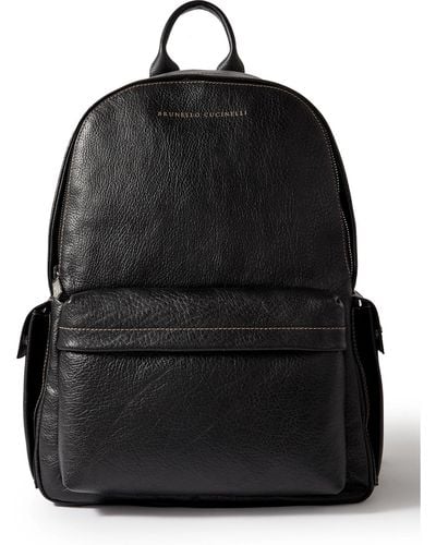 Brunello Cucinelli Full-grain Leather Backpack - Black