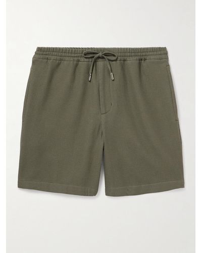 MR P. Straight-leg Waffle-knit Organic Cotton Drawstring Shorts - Green