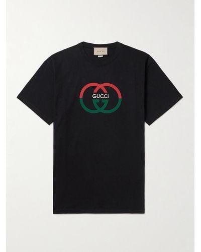 Gucci Interlocking G-print Crewneck Cotton-jersey T-shirt X - Black