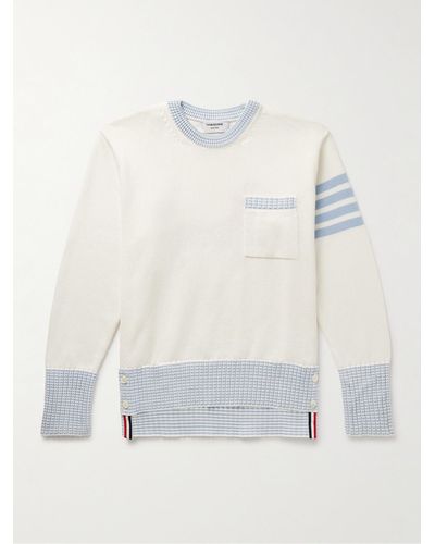 Thom Browne Hector Striped Intarsia-knit Cotton Sweater - White