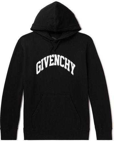 Givenchy Logo-print Cotton-jersey Hoodie in Blue for Men | Lyst