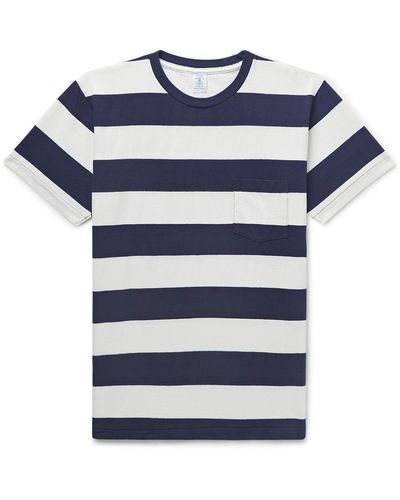 Velva Sheen Striped Cotton-jersey T-shirt - Blue