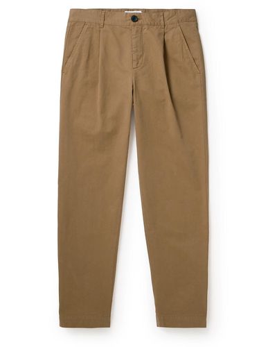 MR P. Tapered Pleated Garment-dyed Cotton-blend Twill Pants - Natural