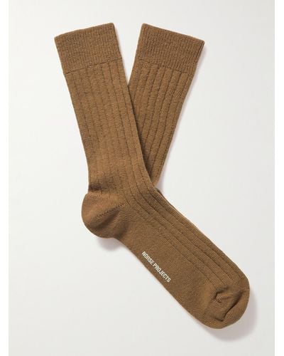 Norse Projects Ebbe Socken aus einer Baumwollmischung in Rippstrick - Mettallic