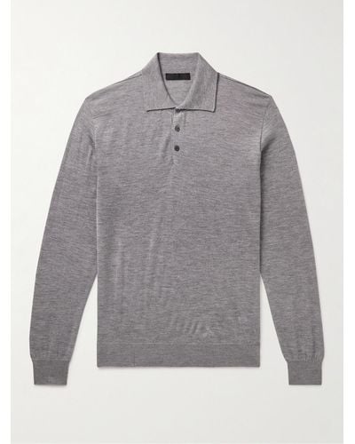 Saman Amel Slim-fit Cashmere And Silk-blend Polo Shirt - Grey