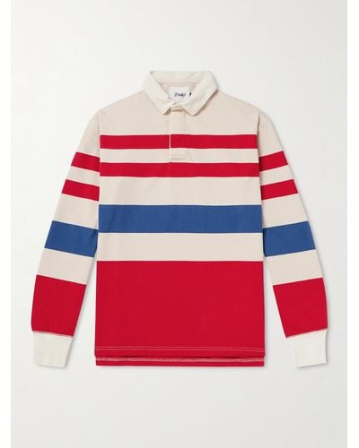 Drake's Striped Cotton-jersey Polo Shirt - Red