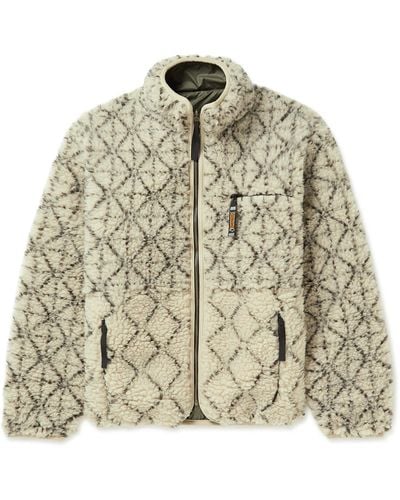 Kapital Sashiko Boa Reversible Printed Fleece And Shell Jacket - Natural
