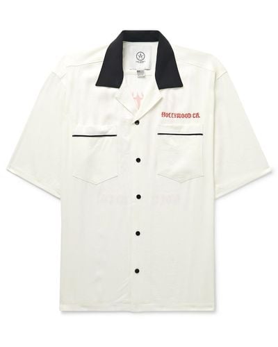 Local Authority Fantasy Room Camp-collar Embroidered Printed Twill Shirt - White