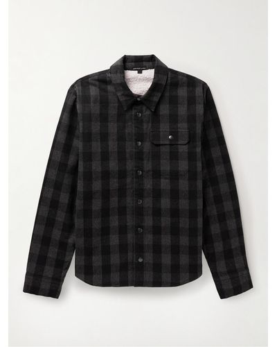 James Perse Fleece-lined Checked Cotton-flannel Overshirt - Black