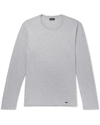 Hanro Mélange Cotton-jersey T-shirt - Gray