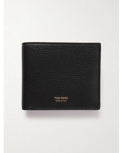 Tom Ford Aufklappbares Portemonnaie aus vollnarbigem Leder - Schwarz