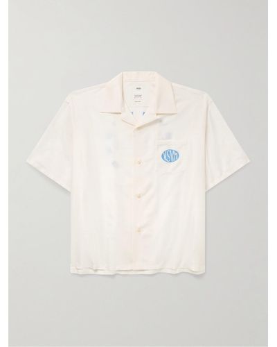 Visvim Crosby Convertible-collar Logo-print Silk Shirt - Natural
