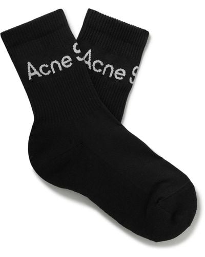 Acne Studios Logo-jacquard Cotton-blend Socks - Black