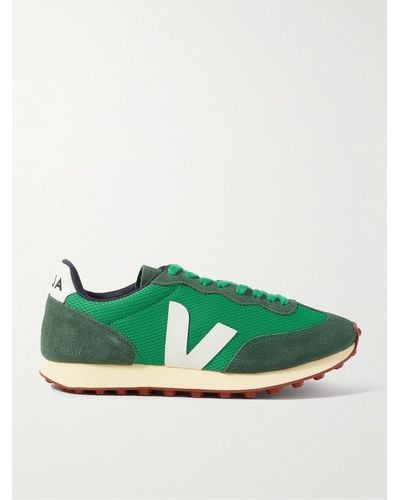 Veja Rio Branco Leather-trimmed Alveomesh And Suede Trainers - Green