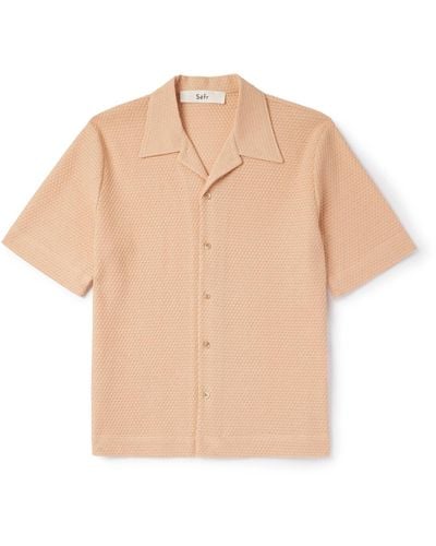 Séfr Noam Camp-collar Waffle-knit Cotton-blend Shirt - Natural