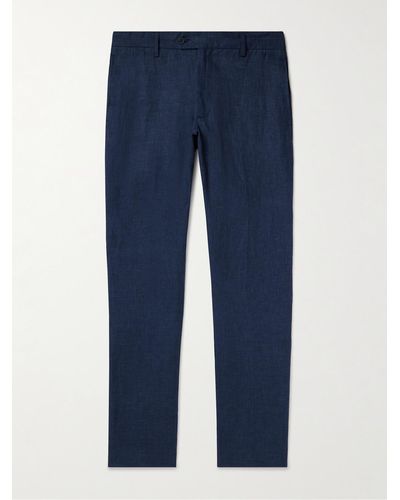 Frescobol Carioca Affonso Tapered Linen Suit Trousers - Blue