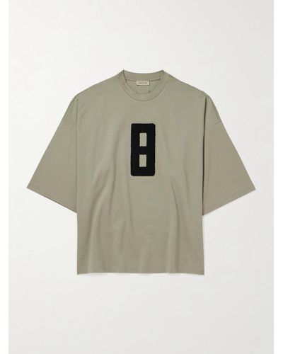 Fear Of God Oversized Bouclé-trimmed Jersey T-shirt - Grey