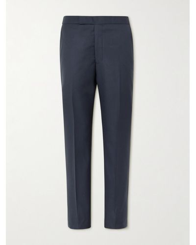 Richard James Tapered Sharkskin Wool Suit Trousers - Blue