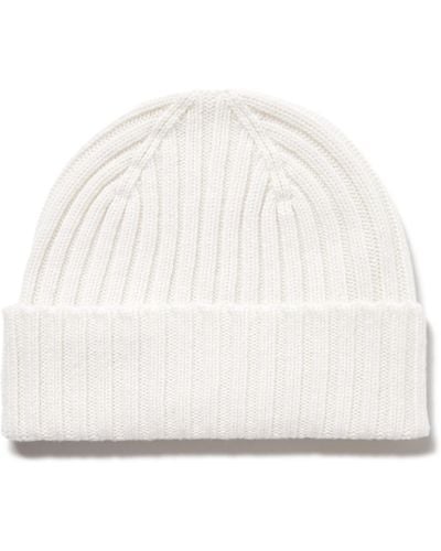 MR P. Cairn Ribbed Cashmere Beanie - White