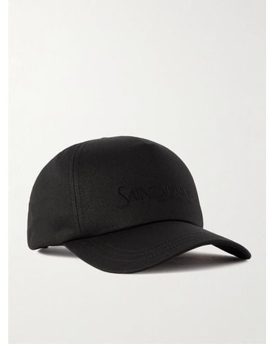 Saint Laurent Logo-embroidered Cotton And Linen-blend Gabardine Baseball Cap - Black